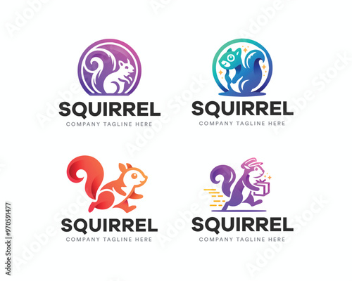 Set colorful gradient Squirrel logo template for business company