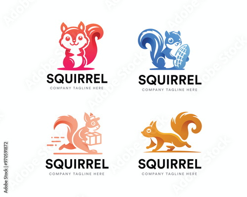 Set colorful gradient Squirrel logo template for business company
