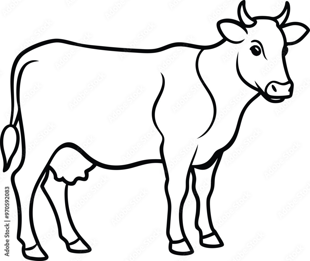 Creative cow logo icon line art vector illustration for artistic and rustic branding Creative cow logo icon line art vector illustration for artistic and rustic branding