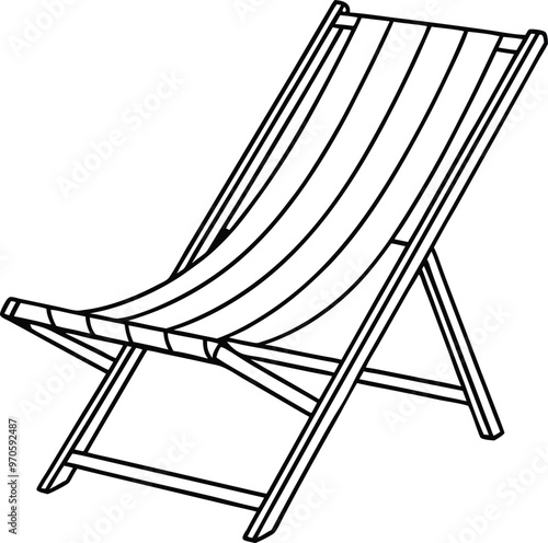 Beach chair logo icon line art vector illustration perfect for summer designs and vacation themes