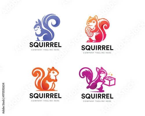 Set colorful gradient Squirrel logo template for business company