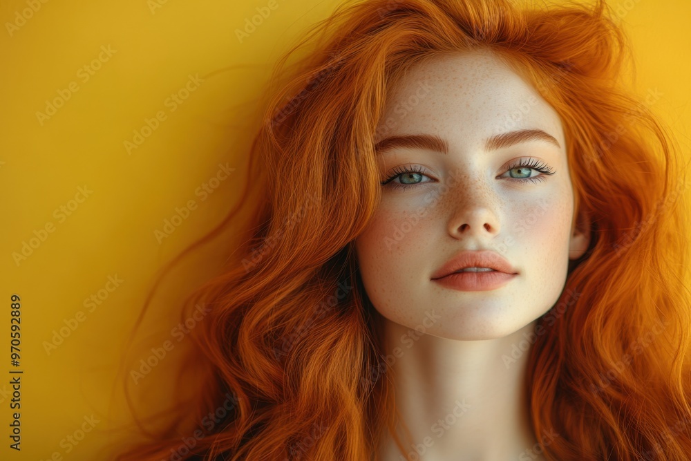 Close-up portrait of a young woman with vibrant red hair Close-up portrait of a young woman with vibrant red hair