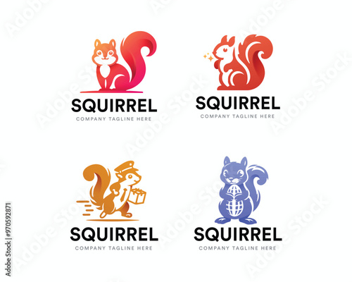 Set colorful gradient Squirrel logo template for business company