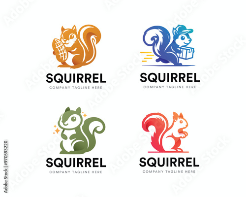 Set colorful gradient Squirrel logo template for business company