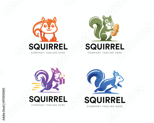 Set colorful gradient Squirrel logo template for business company