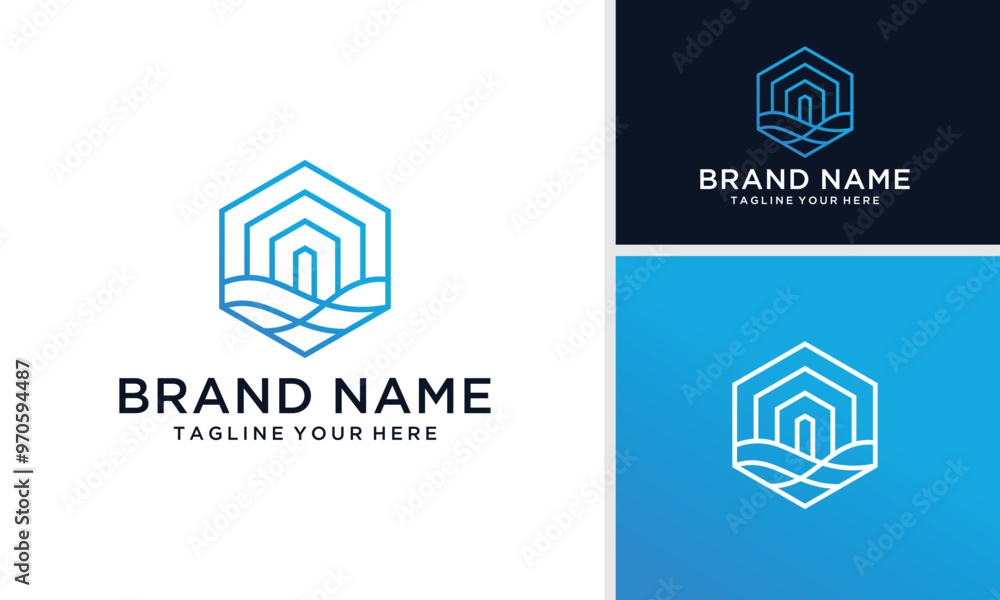 hexagonal water wave logo design vector template. simple logo design hexagonal water wave logo design vector template. simple logo design