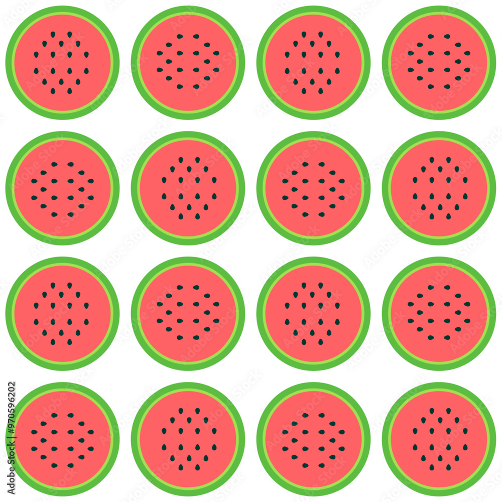 watermelon pattern in flat style on white background watermelon pattern in flat style on white background