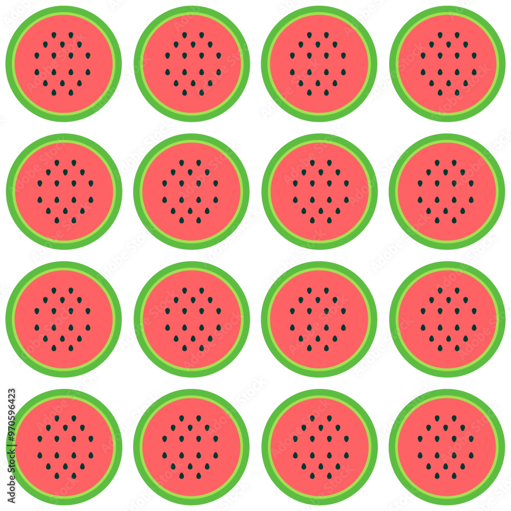 watermelon pattern in flat style on white background watermelon pattern in flat style on white background