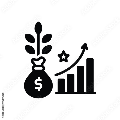 Black solid icon for investment