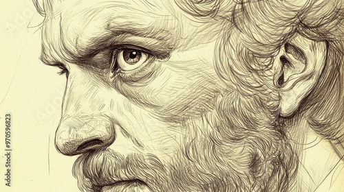 Wallpaper Mural David and Ziba Biblical Illustration, capturing David's contemplation of loyalty, perfect for Bible wall art on a beige background. Torontodigital.ca