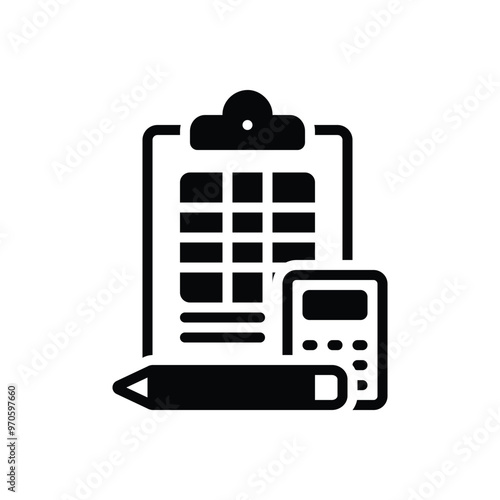 Black solid icon for accounting