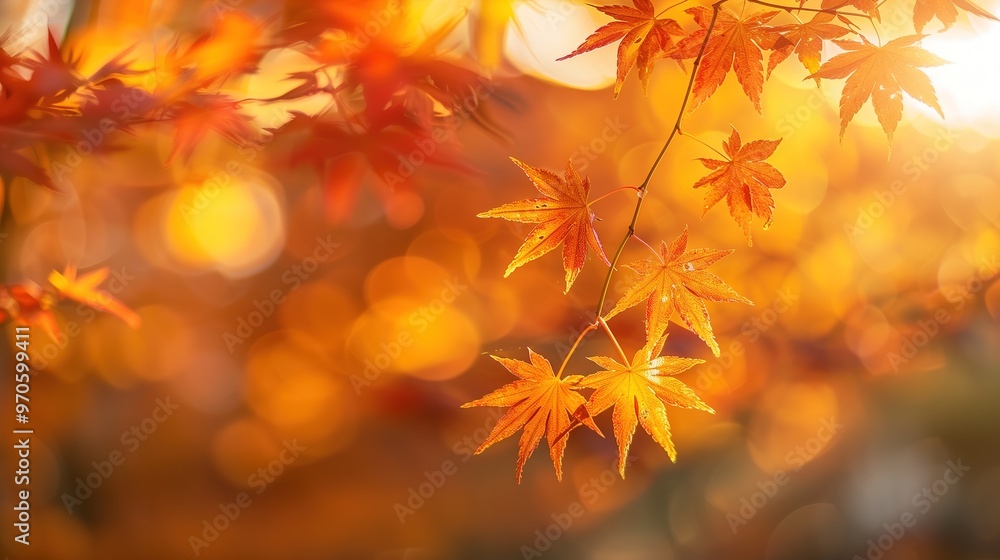 Golden Autumn Maple Leaves Illuminated by Sunlight, Creating a Warm Glow with Vibrant Colors of Orange, Red, and Yellow. Sunlight Filtering Through the Branches in a Scenic, Joyful Atmosphere Full of Golden Autumn Maple Leaves Illuminated by Sunlight, Creating a Warm Glow with Vibrant Colors of Orange, Red, and Yellow. Sunlight Filtering Through the Branches in a Scenic, Joyful Atmosphere Full of