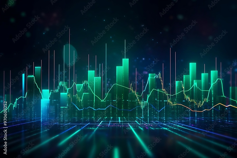 The image depicts a futuristic landscape with a glowing mountain surrounded by a digital grid. The scene features vibrant lights and geometric patterns, suggesting a blend of nature and technology The image depicts a futuristic landscape with a glowing mountain surrounded by a digital grid. The scene features vibrant lights and geometric patterns, suggesting a blend of nature and technology