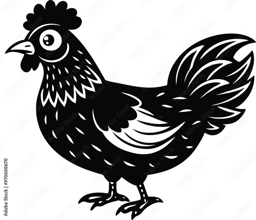 Chicken vector silhouette illustration art.