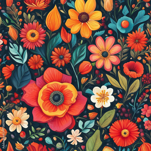 Wallpaper Mural colorful flower illustration background Torontodigital.ca