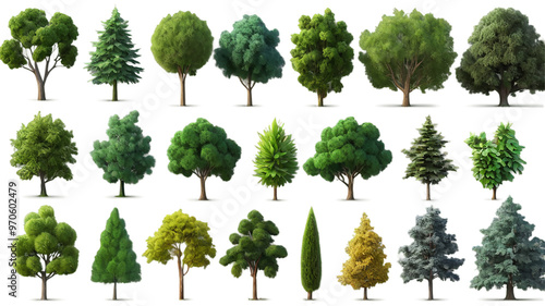  A set of trees isolated from the background,PNG