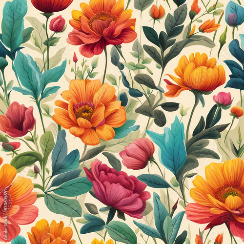 Wallpaper Mural colorful flower illustration background Torontodigital.ca