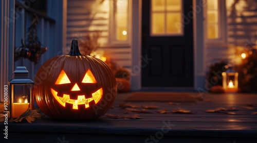 halloween pumpkin on a house Halloween themed decorations