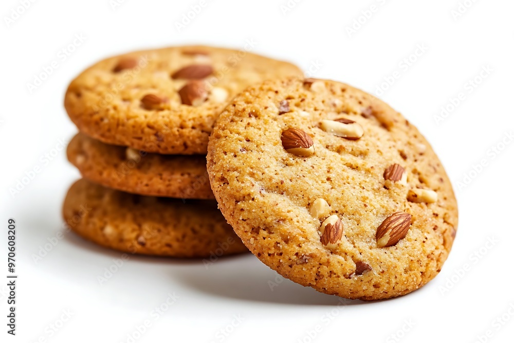round nut cookie isolated on white background round nut cookie isolated on white background