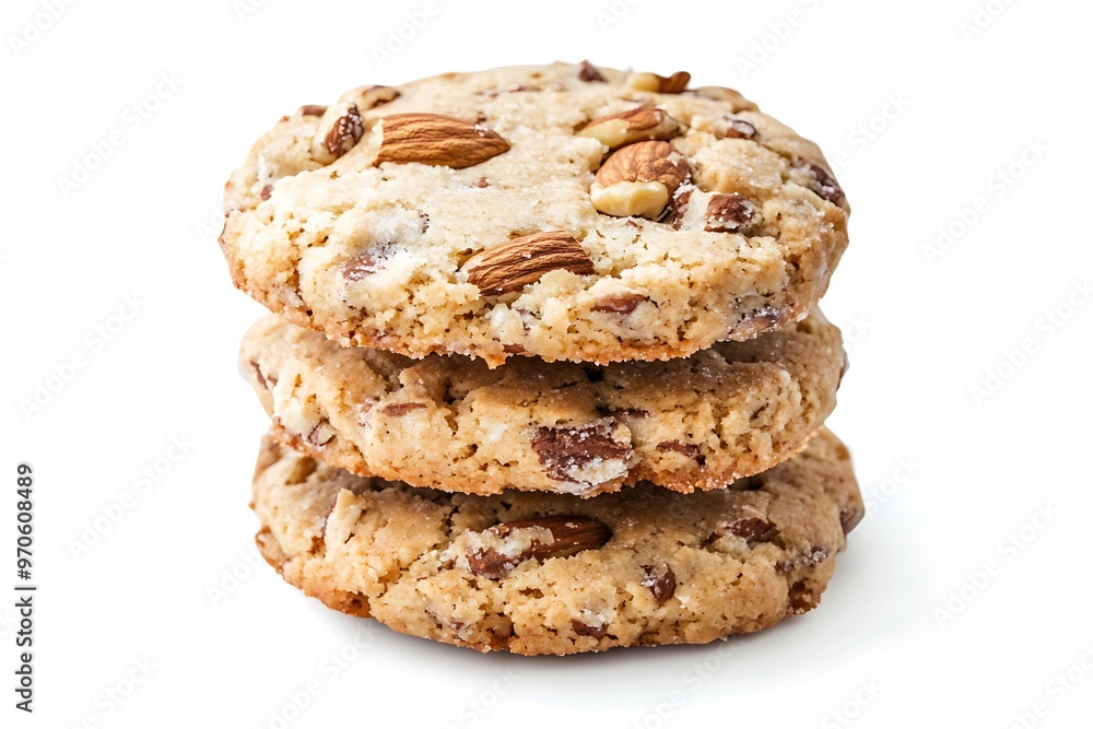 round nut cookie isolated on white background round nut cookie isolated on white background