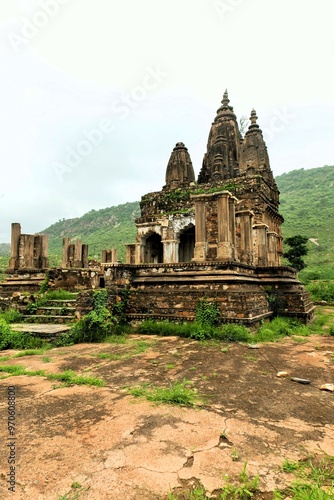 Abandoned temple ruins, Bhangarh, Rajgarh, Alwar, Rajasthan, India, Asia photo