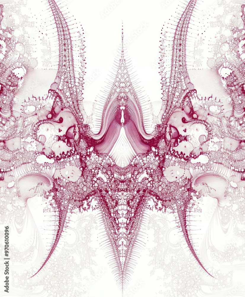 Obraz premium Abstract fractal art in shades of pink and white on a white background.