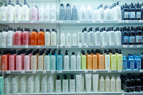 shampoo bottle on shelf store