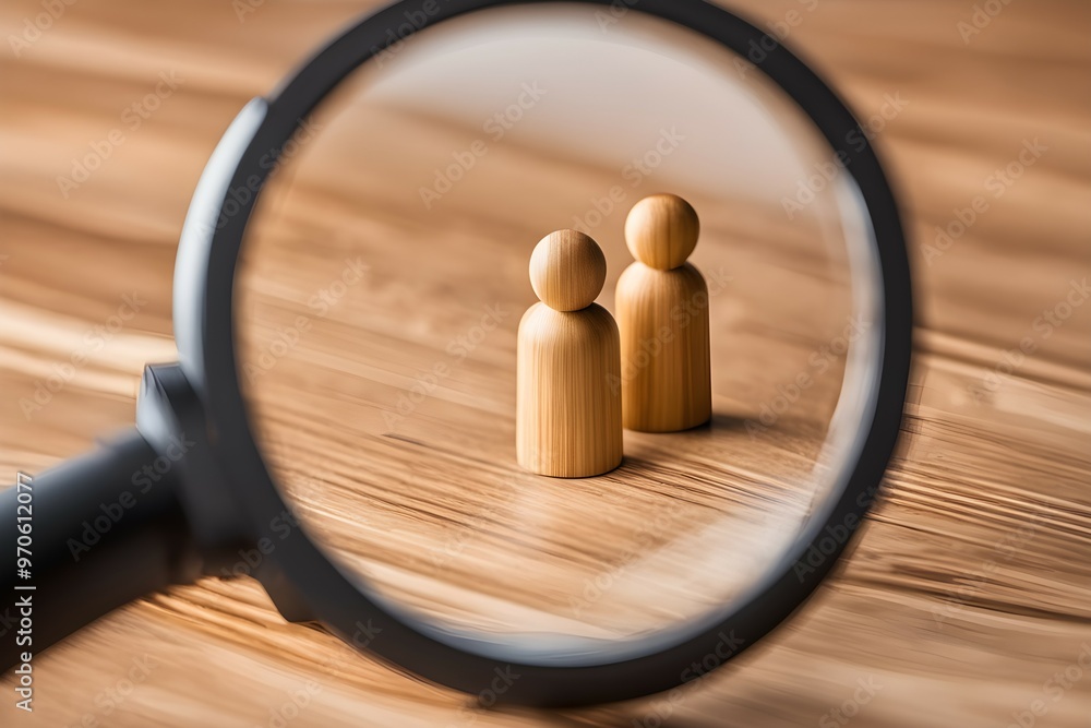 Fototapeta premium magnifying glass on a wooden background