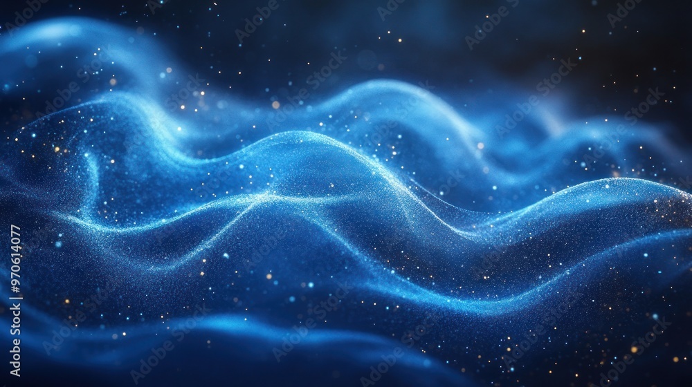 Blue and yellow light energy waves with elegant lines Blue and yellow light energy waves with elegant lines