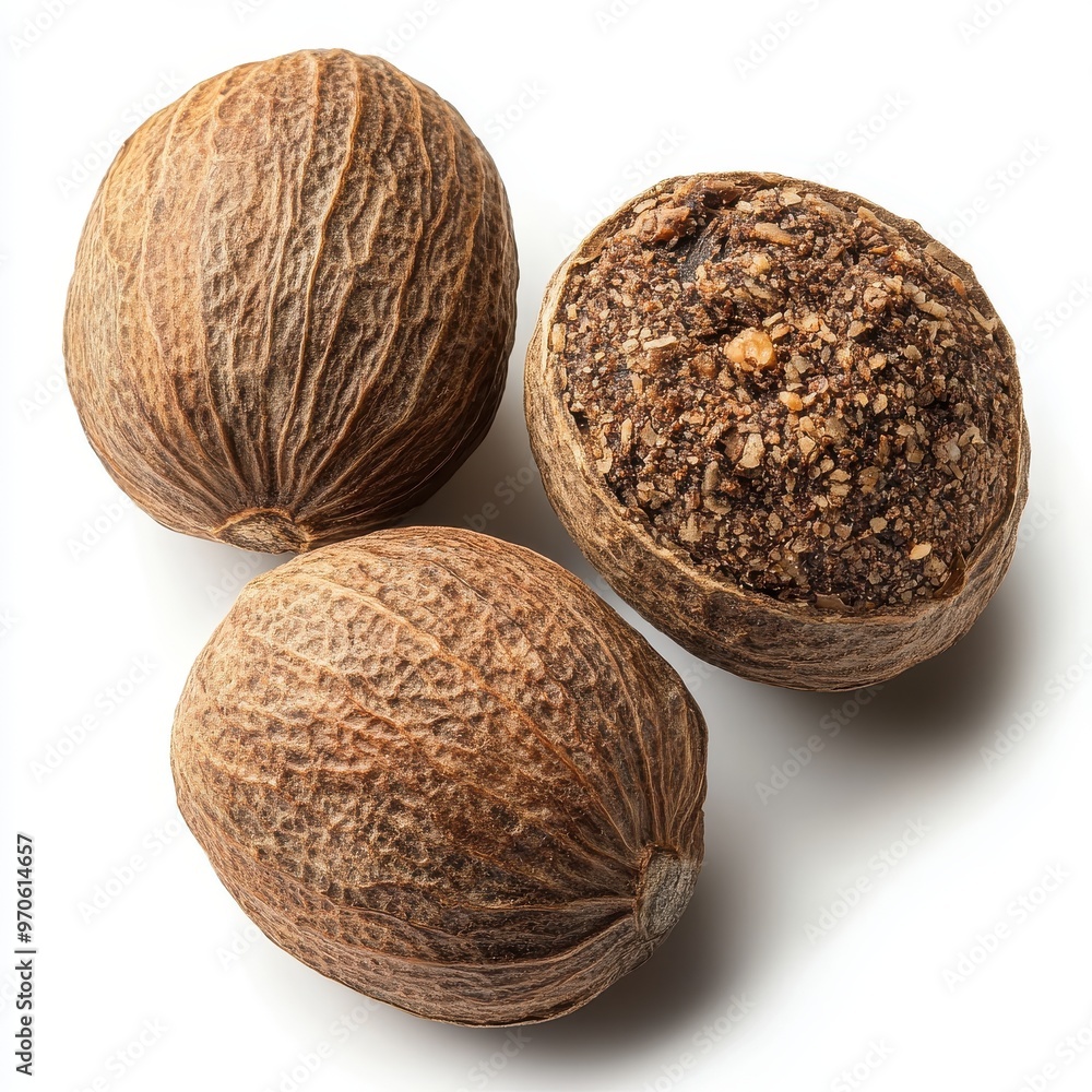Nutmeg on white background Nutmeg on white background