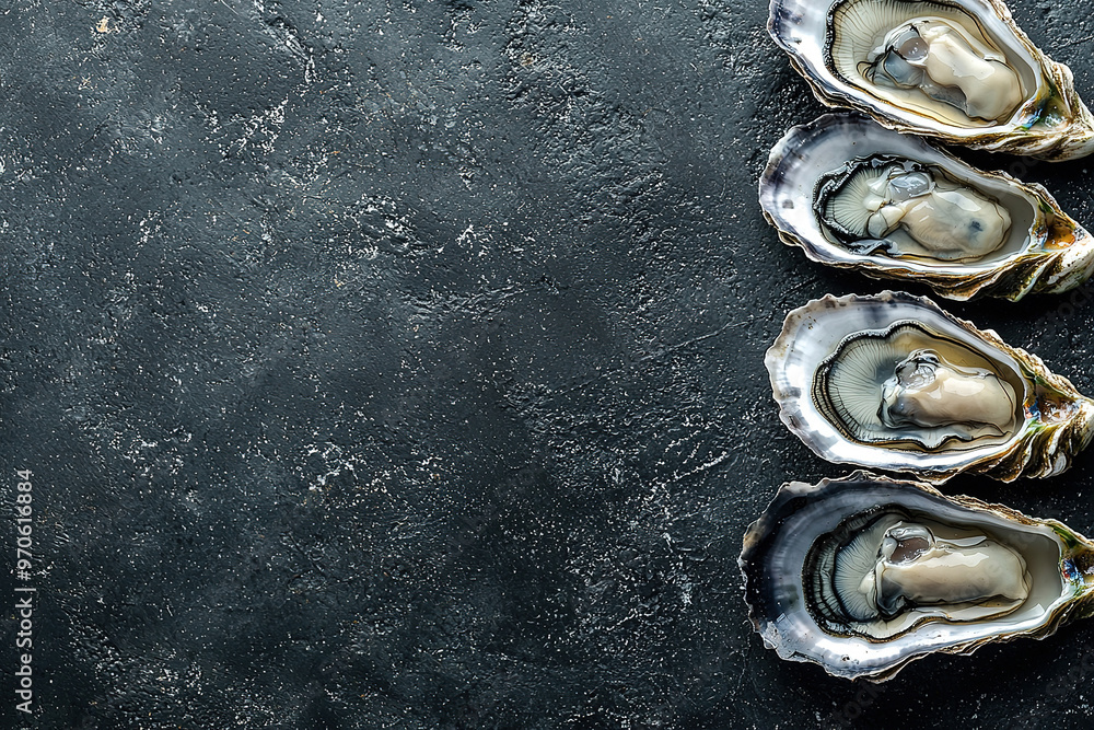 Oysters, with empty copy space Oysters, with empty copy space