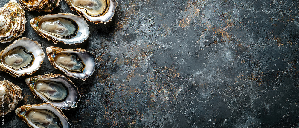 Oysters, with empty copy space Oysters, with empty copy space