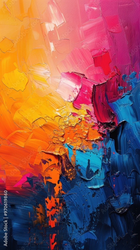 Fototapeta premium Abstract painting with a sense of movement and rhythm, using dynamic lines and flowing shapes.