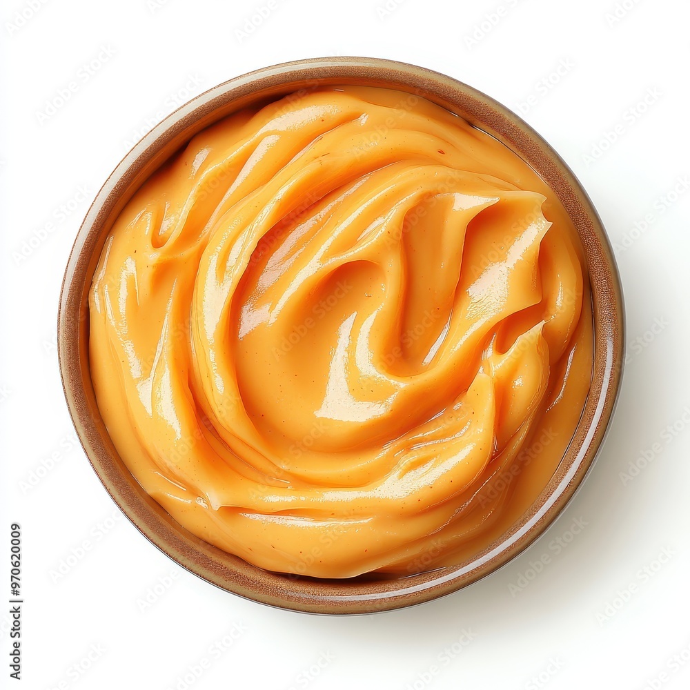 Sriracha Mayo Sauce on white background Sriracha Mayo Sauce on white background