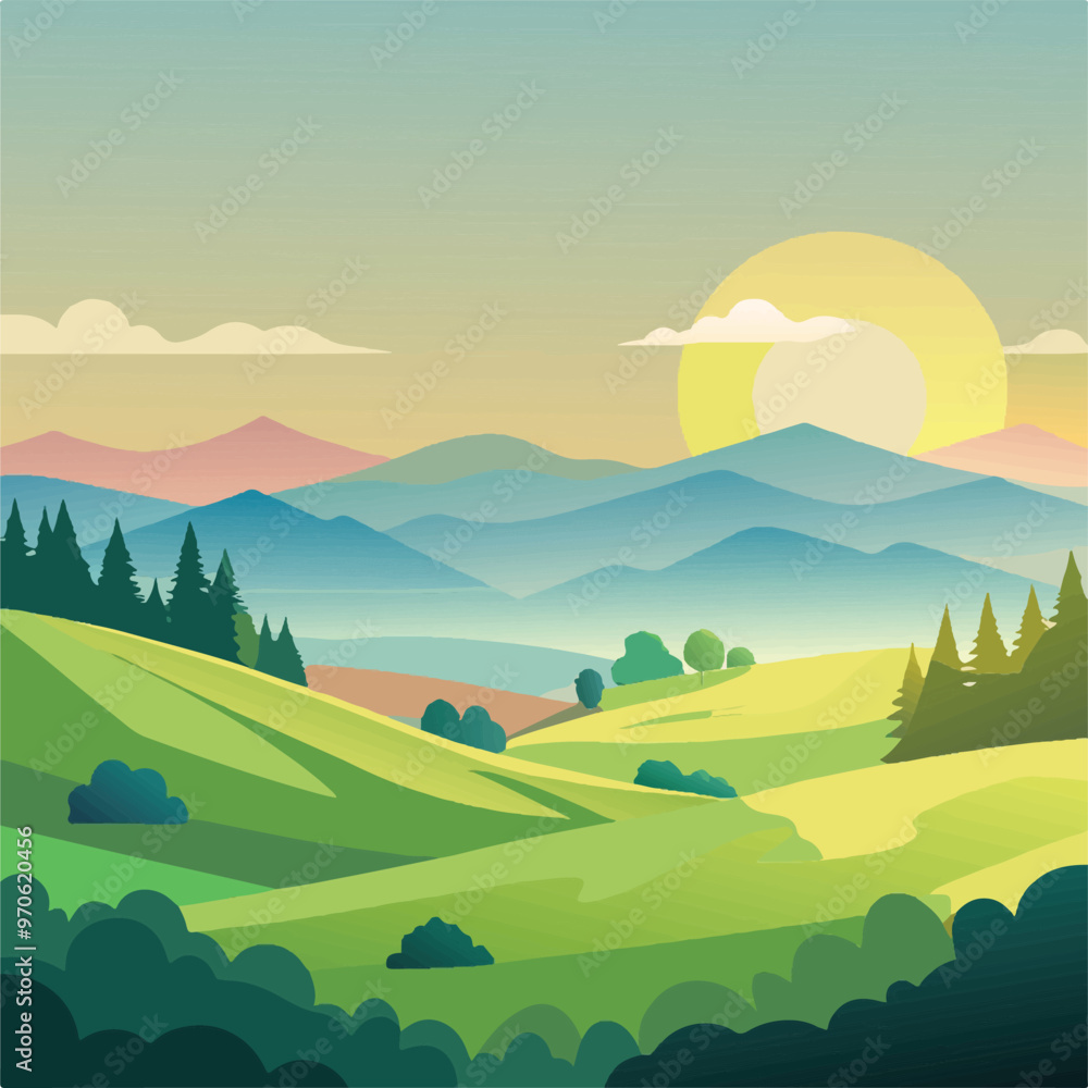 landscape with hills and mountains landscape with hills and mountains