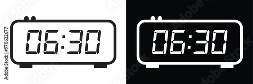 Digital Clock icon set. Vector Time and Clock icons set. Horizontal set of analog clock icon symbol .Circle arrow icon .Vector illustration in eps 10.