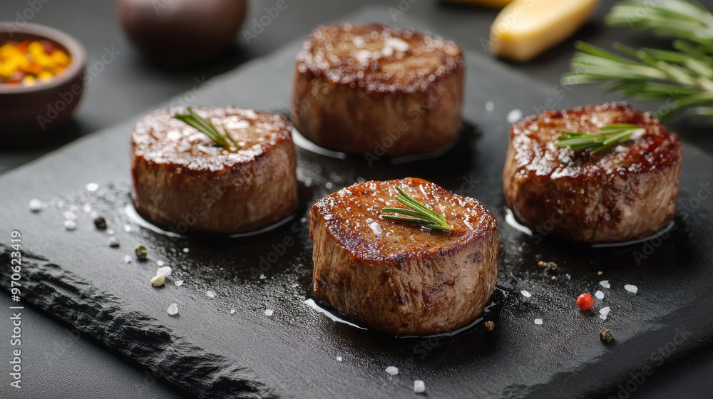 Delicious veal medallions are a fancy dish served at luxurious restaurants. Delicious veal medallions are a fancy dish served at luxurious restaurants.