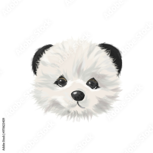 Hand -painted oil painting style cute panda