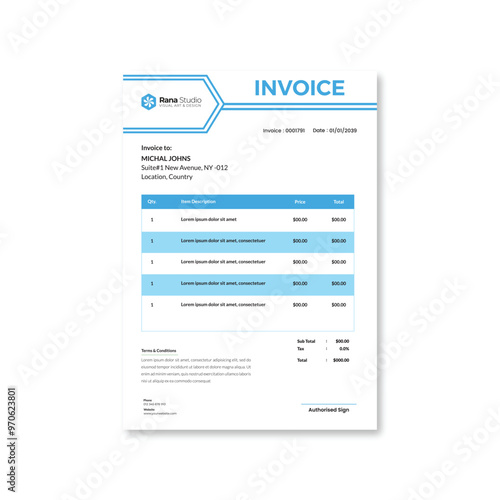 Minimal professional Business Invoice Design template