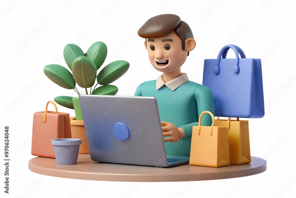 Flat Candid Moment of Online Shopping: Authentic Expressions Capture Spending and Savings in Vector Illustration Flat Candid Moment of Online Shopping: Authentic Expressions Capture Spending and Savings in Vector Illustration