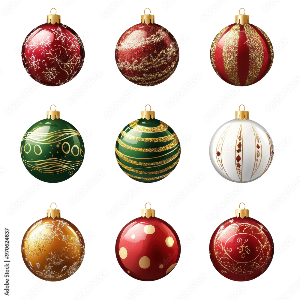 A collection of beautifully designed Christmas ornaments in red, green, and gold. Perfect for festive decorations and holiday cheer. A collection of beautifully designed Christmas ornaments in red, green, and gold. Perfect for festive decorations and holiday cheer.