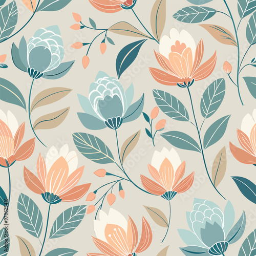 Adobe Illustrator Artwork Simple floral pattern featuring a repeating motif of delicate flowers and leaves.