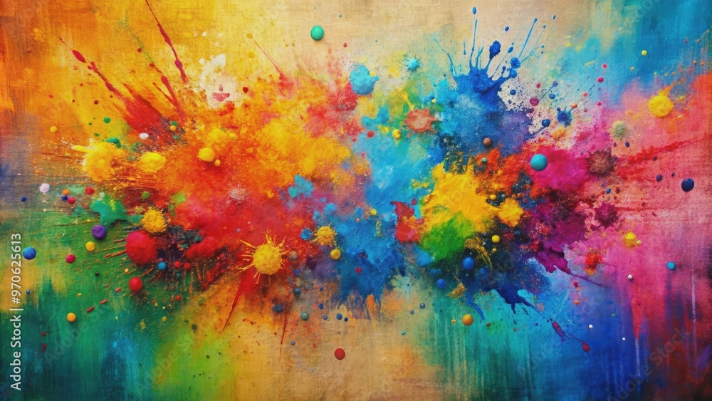 Abstract paint splattered on canvas creating a vibrant and dynamic artwork, art, painting, abstract, colors Abstract paint splattered on canvas creating a vibrant and dynamic artwork, art, painting, abstract, colors