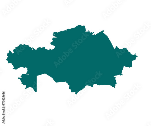 Kazakhstan Map outline and silhouette isolated on transparent background.