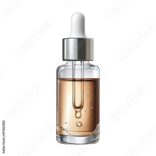 High-quality glass dropper bottle filled with serum, ideal for beauty and skincare promotions.