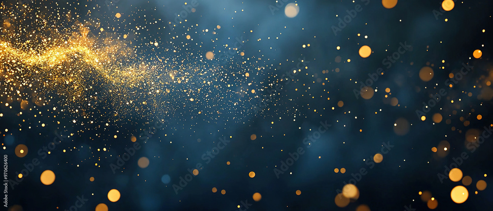 abstract dark bleu background with gold particles, Christmas or new year background abstract dark bleu background with gold particles, Christmas or new year background