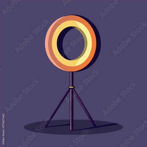 Illustrate a ring light with an integrated phone holder, popular for content creators.