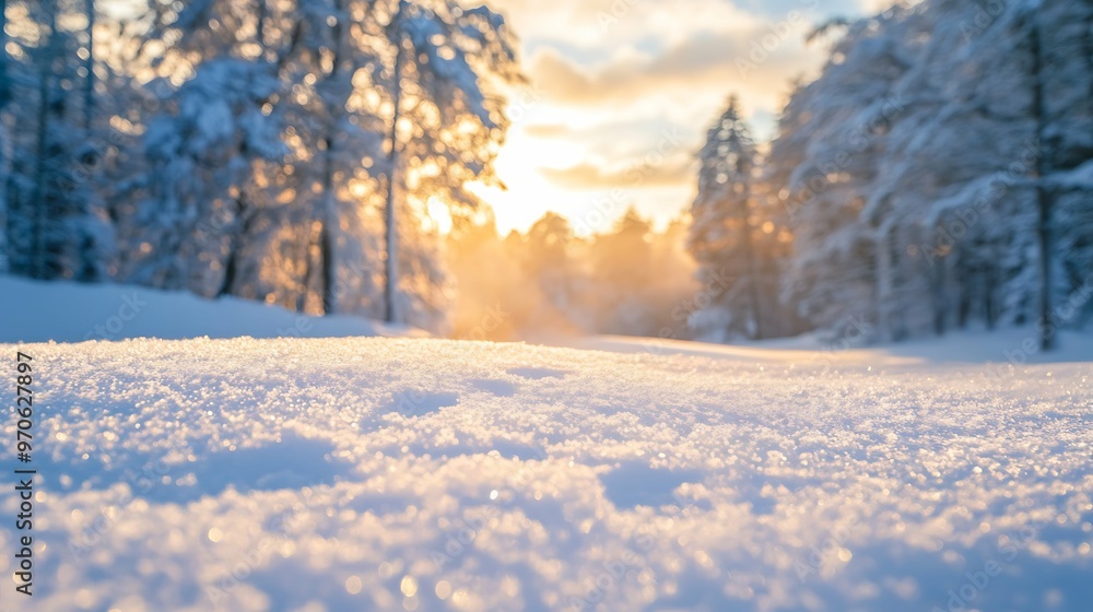 Snow firs in the winter forest. Winter nature snow landscape Snow firs in the winter forest. Winter nature snow landscape
