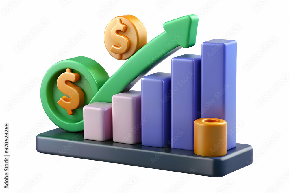 3D Isolated Investment Chart with Dollar Sign - Sleek Vector Illustration Depicting Financial Growth and Profits on White Background for Investment Related Content 3D Isolated Investment Chart with Dollar Sign - Sleek Vector Illustration Depicting Financial Growth and Profits on White Background for Investment Related Content