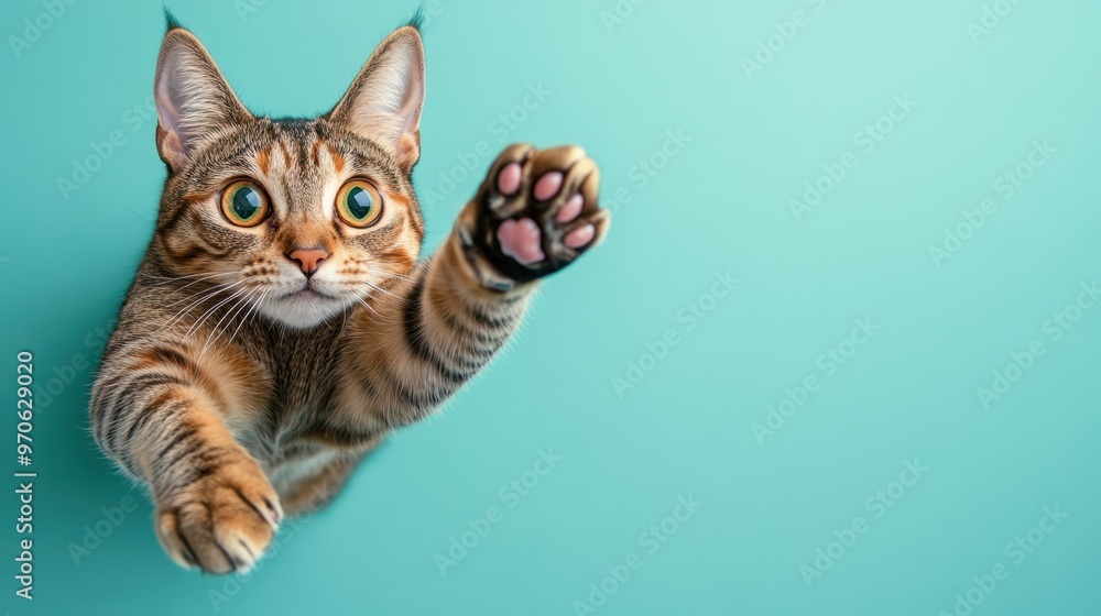 Obraz premium The Jumping Cat Action Shot